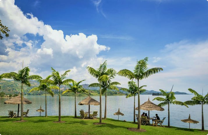 Тропический берег озера Киву в Руанде