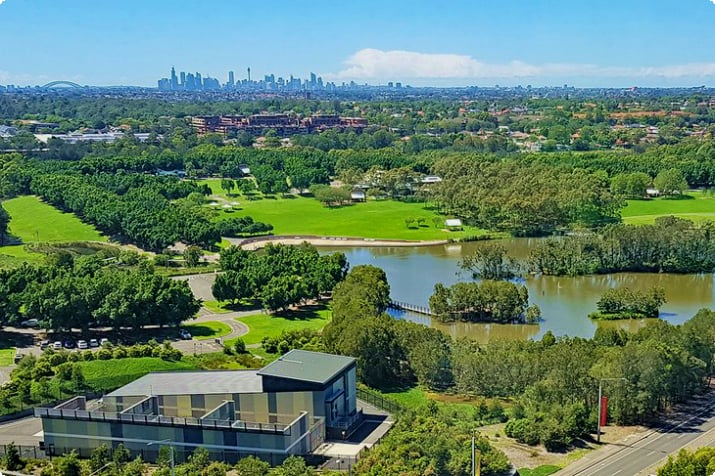 Вид с воздуха на Олимпийский парк Сиднея