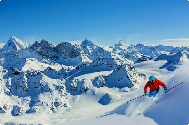 Pó fresco de esqui na Suíça