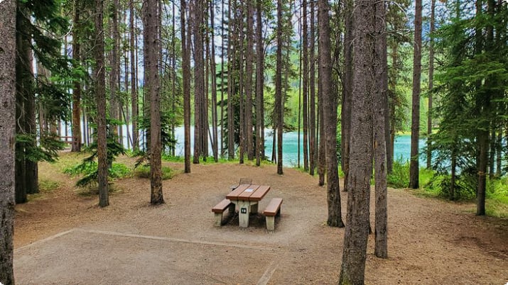 Campingplace at Two Jack Lake Campground (lakeside)
