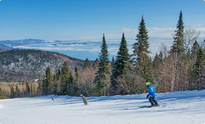 Jazda na nartach w pogodny dzień w Le Massif