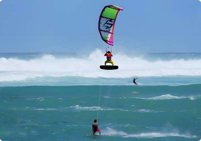 Kitesurfere på Kite Beach, Cabarete