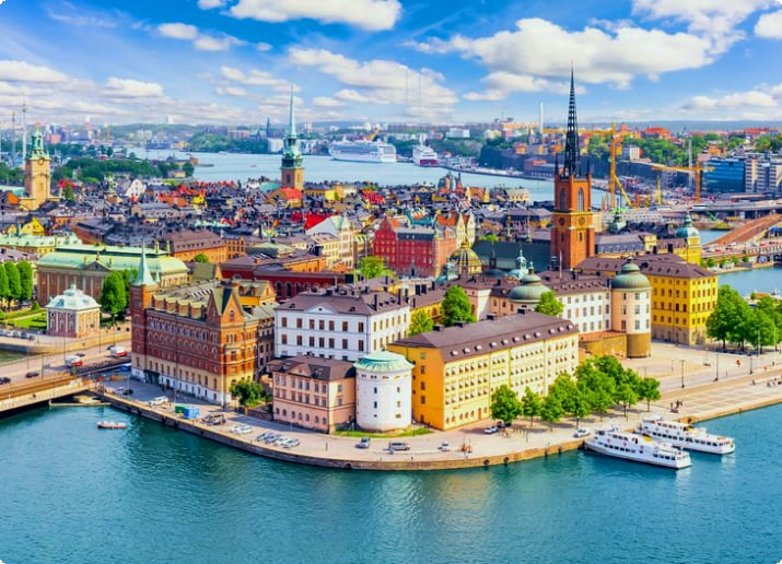 Вид с воздуха на Старый город Стокгольма