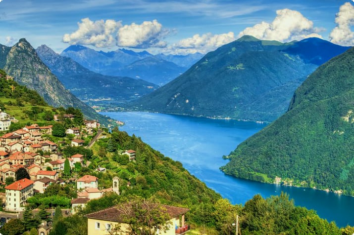 Вид на озеро Лугано, Швейцария