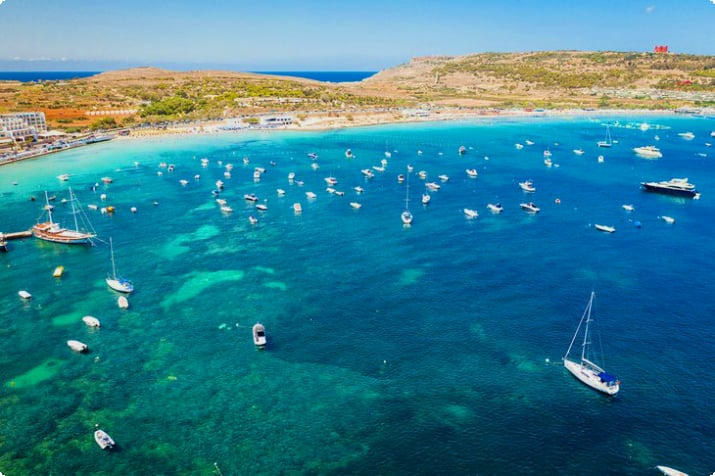Mellieha Bay (Ghadira), Malta'nın havadan görünümü
