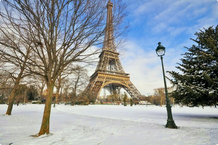 The Eiffel Tower in the winter