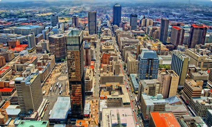 Widok z lotu ptaka na Johannesburg