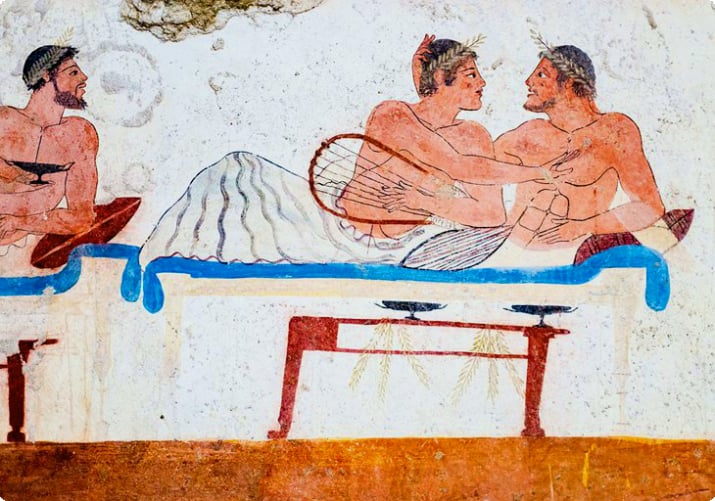 Фреска в гробнице Пестума