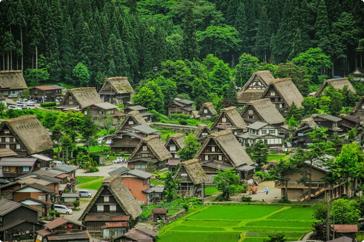 Traditionelle Häuser im Dorf Gokayama