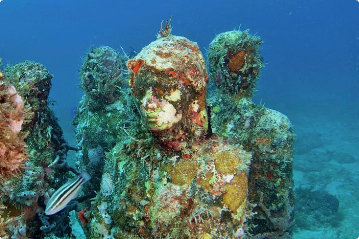 Statuen unter Wasser vor der Isla Mujeres