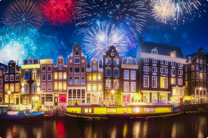 Fuegos artificiales en el Festival de Invierno de Ámsterdam