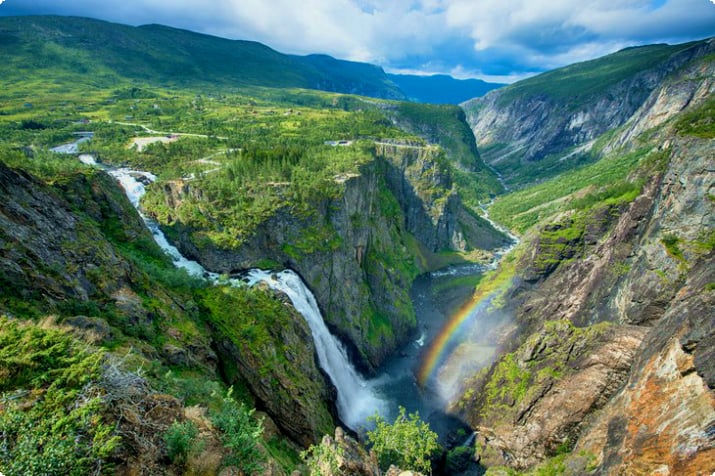 Rainbow over Vøringsfossen Waterfall
