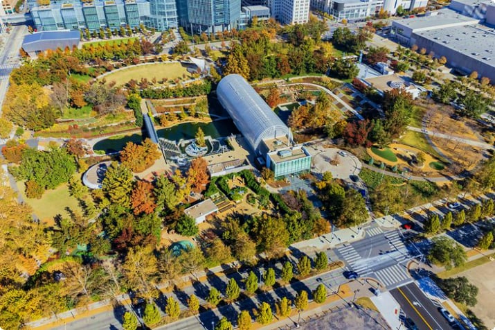 Vue aérienne des Myriad Botanical Gardens