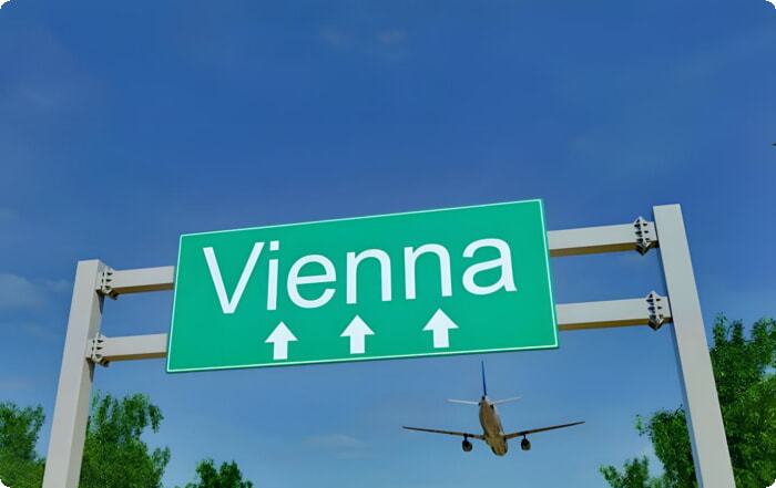 Прибытие в Вену на самолете