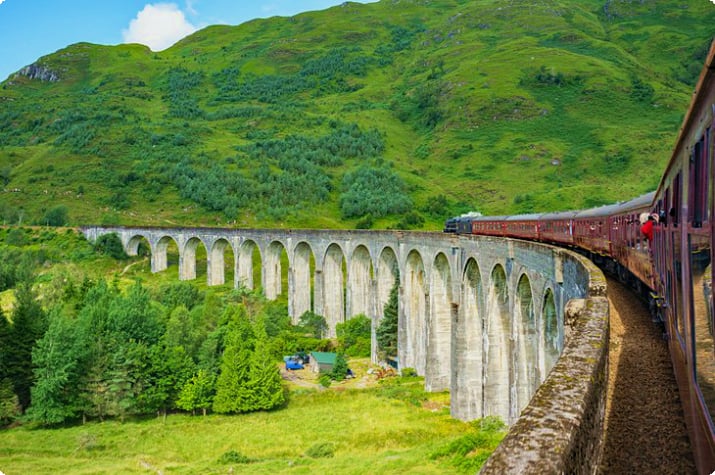 The Jacobite steam train on the Glenfinnan Viaduct
