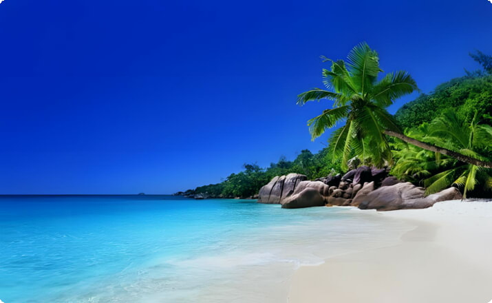 Чистый тропический пляж на острове Праслен