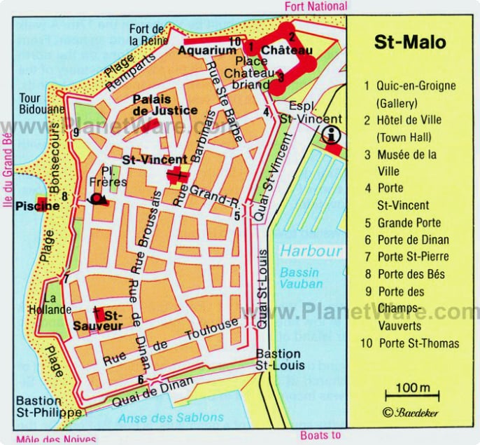 Карта Сен-Мало — туристические достопримечательности