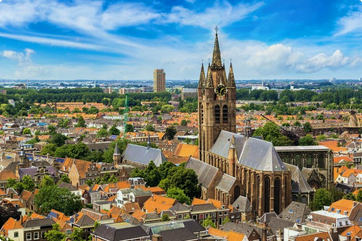 Panoramisk luftfoto af Delft