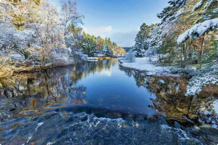 River Luineag flowing into Loch Morlich in the Cairngorms National Park