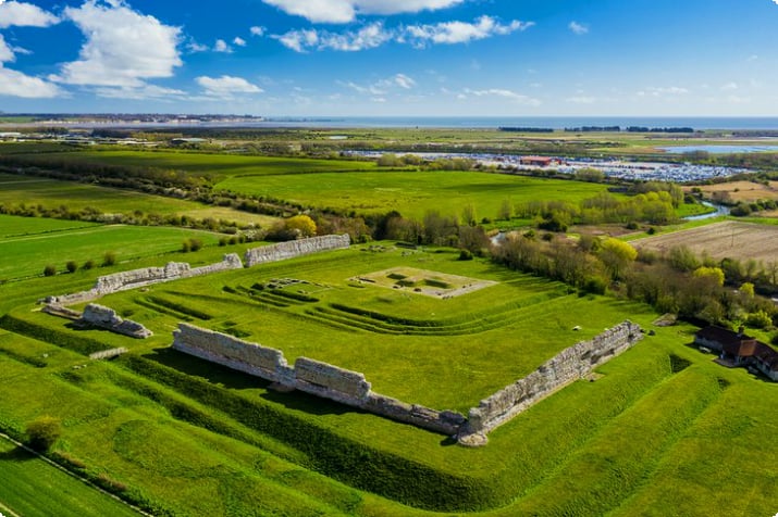 Luftaufnahme des römischen Forts Richborough